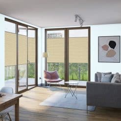 Penguen Plise Perde Keten Seri Bej