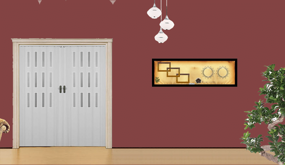 Akordiyon Kapı cift kanat camlı model